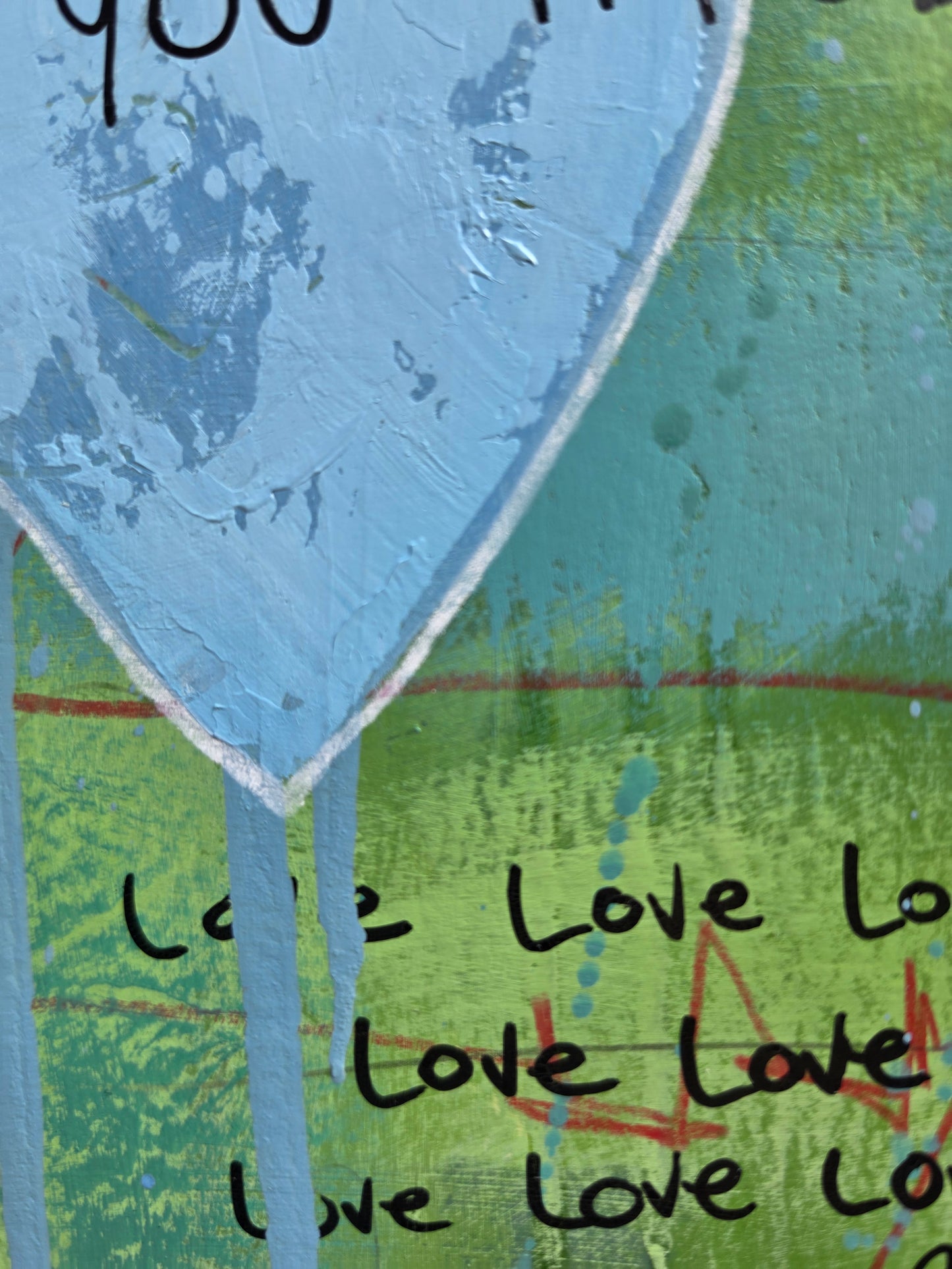 abstract with the words Love' on blue and green background