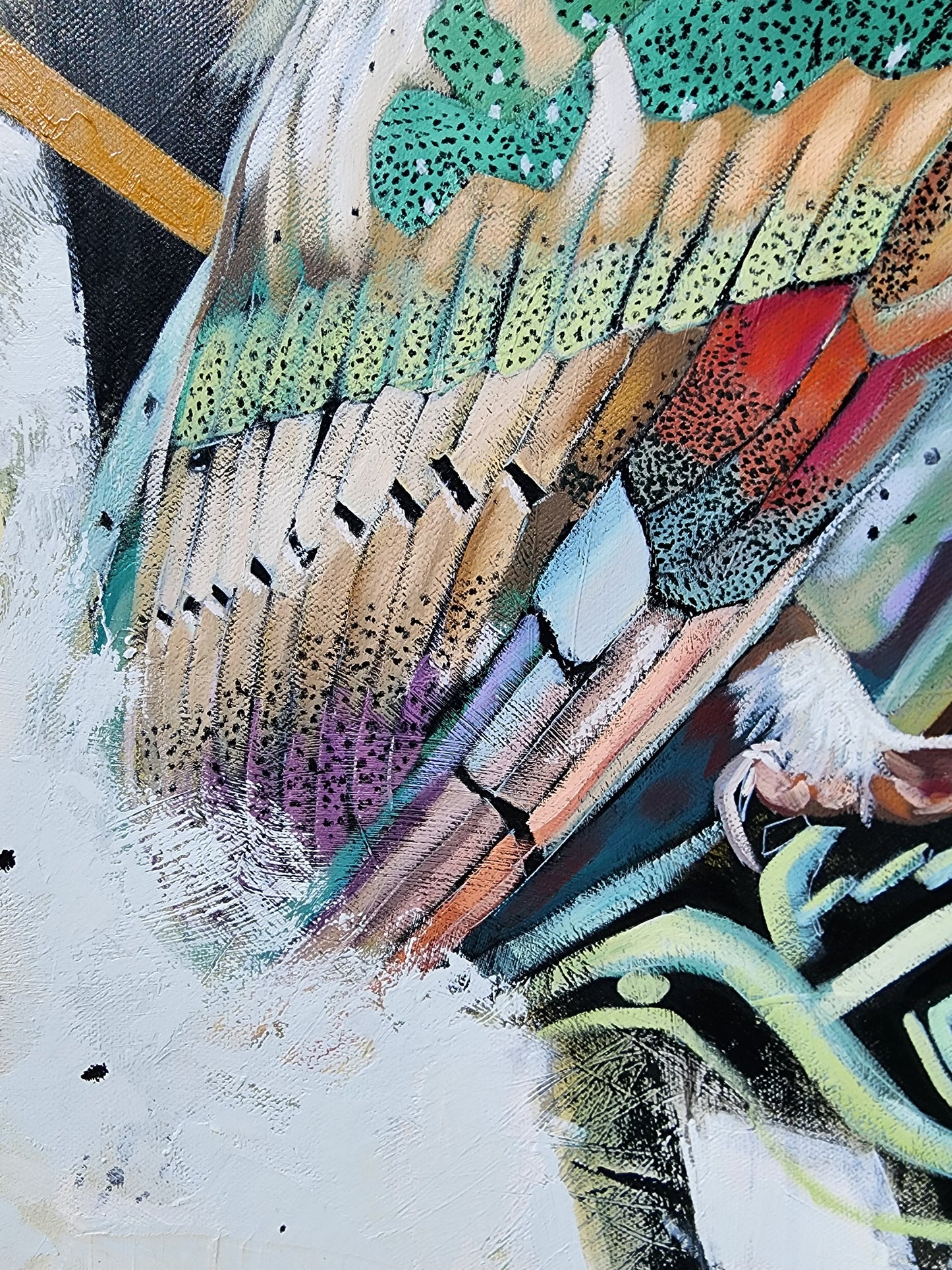 Abstract art with colorful brush strokes on a textured surface
