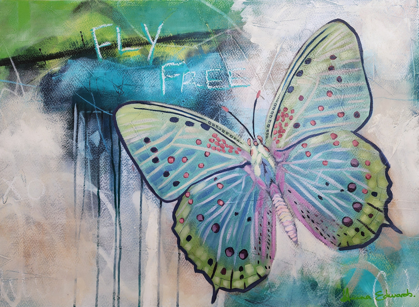 "Fly Free" Original Mixed Media Oil Painting