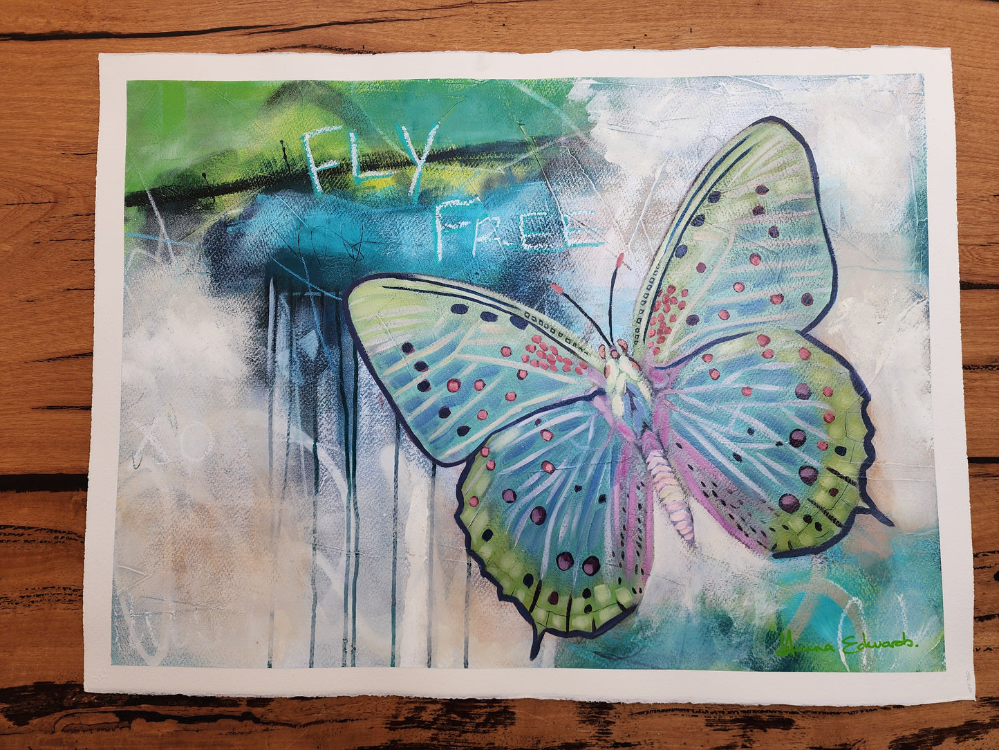 "Fly Free" Original Mixed Media Oil Painting