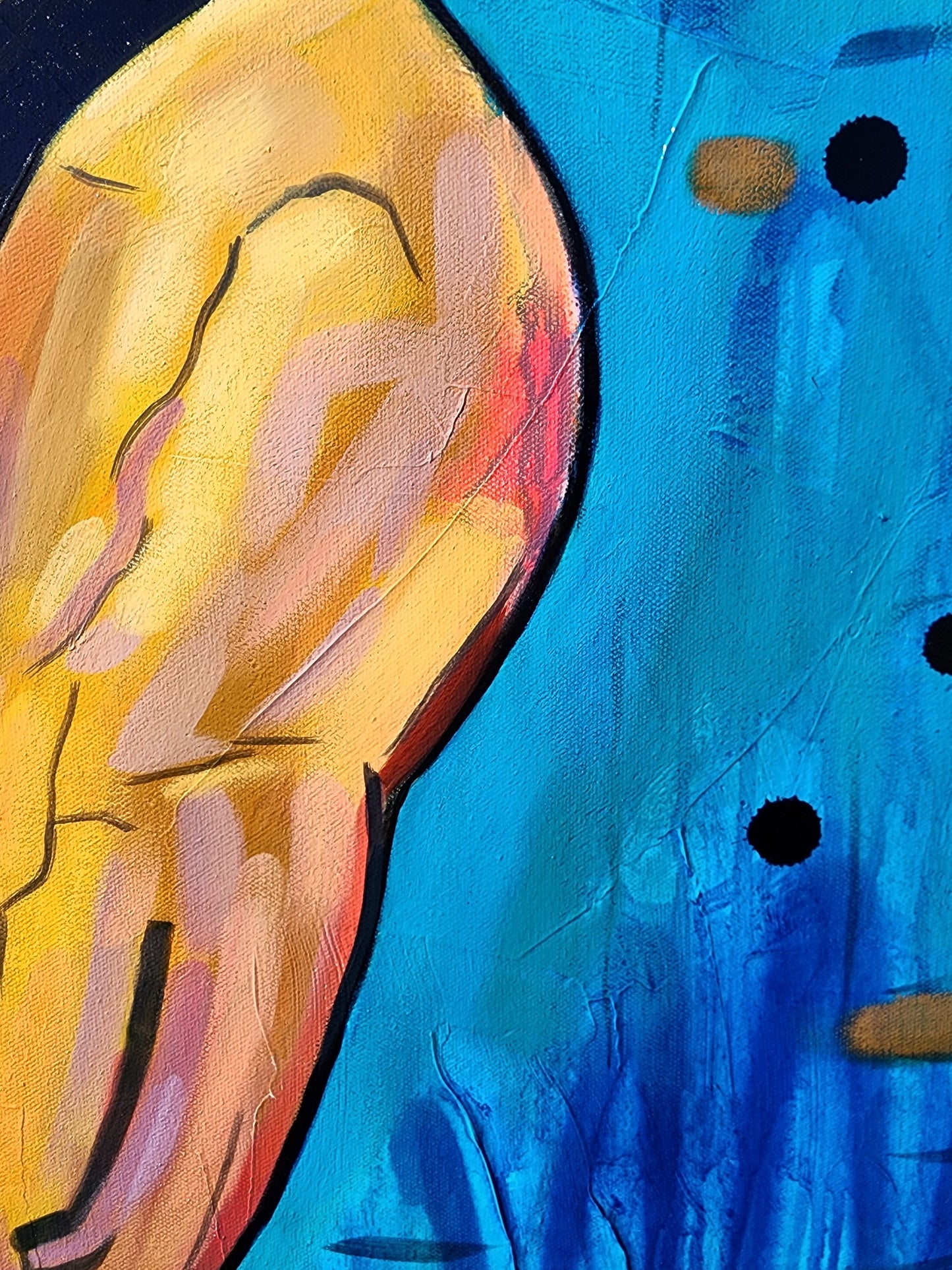 Womans waist and legs painting details