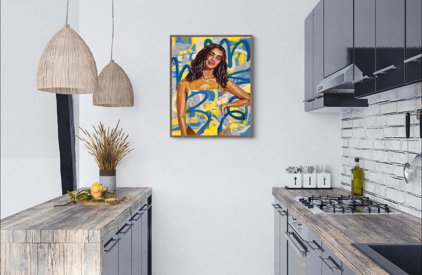 Styled scene picture in mock up frame