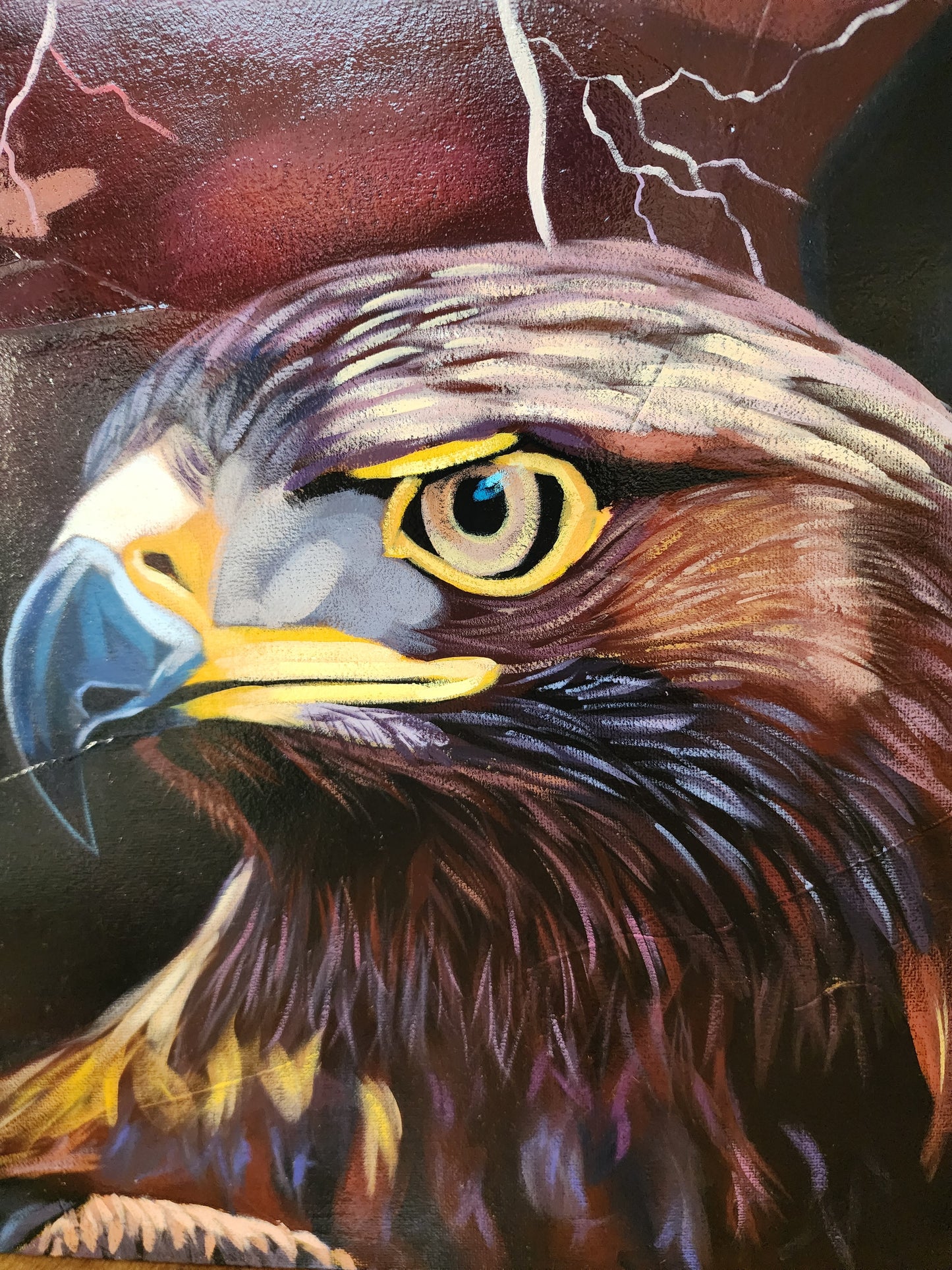 Close up of the eagle in the painting