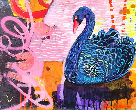 "Floating Downstream" Original Mixed Media Oil Painting