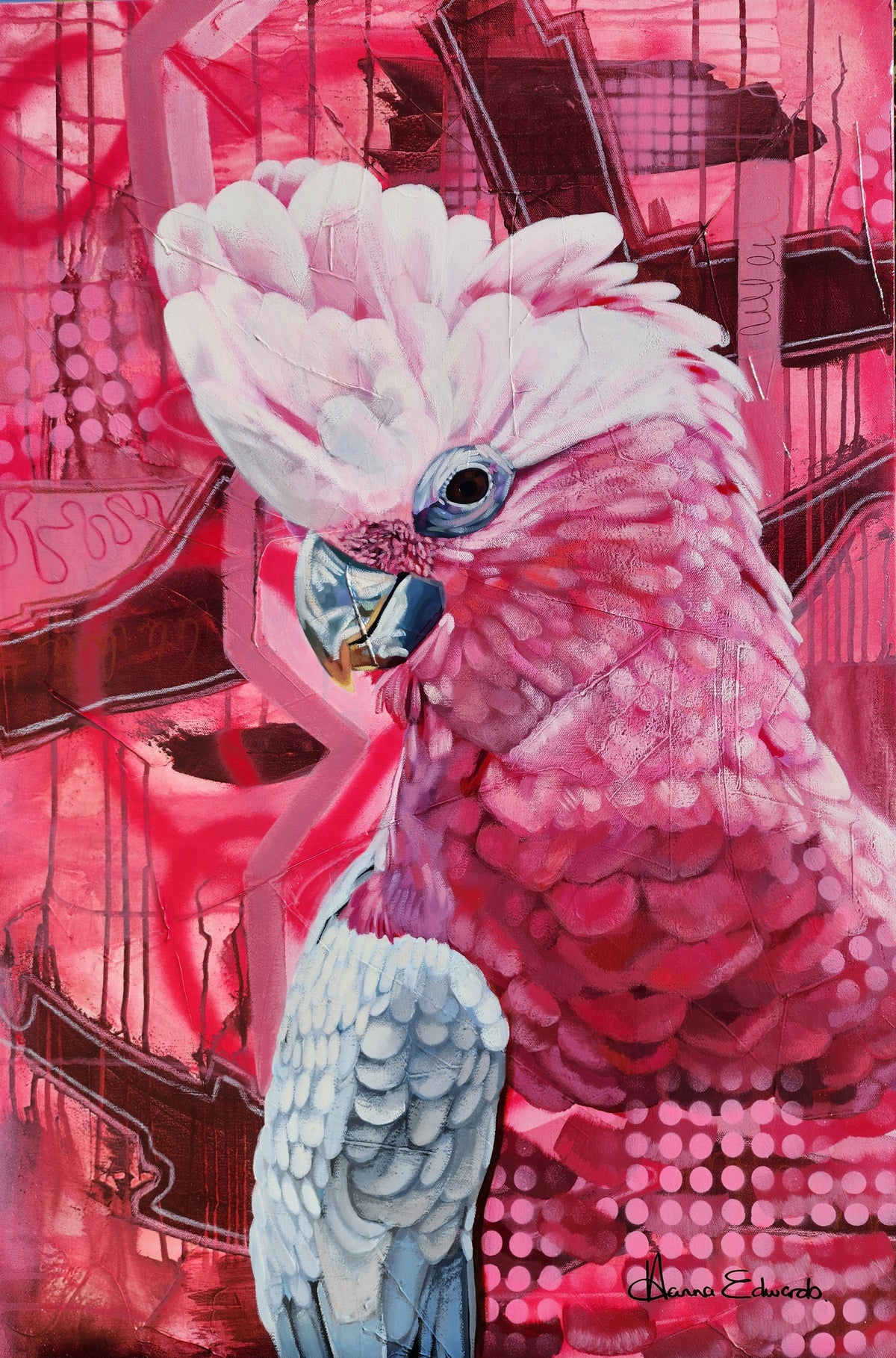 Pave Your Own Way colourful galah painting by Australian artist Hanna Edwards
