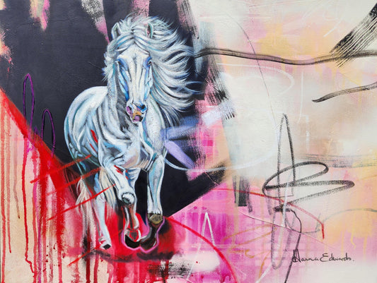 Wild at Heart white horse fine art print by Australian artist Hanna Edwards