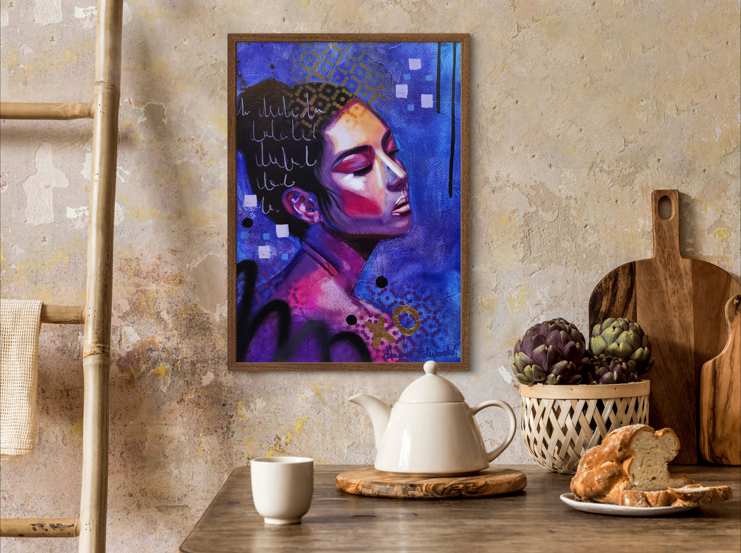Styled scene picture in mock up frame