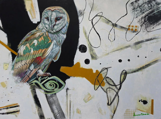 Abstract with owl painting