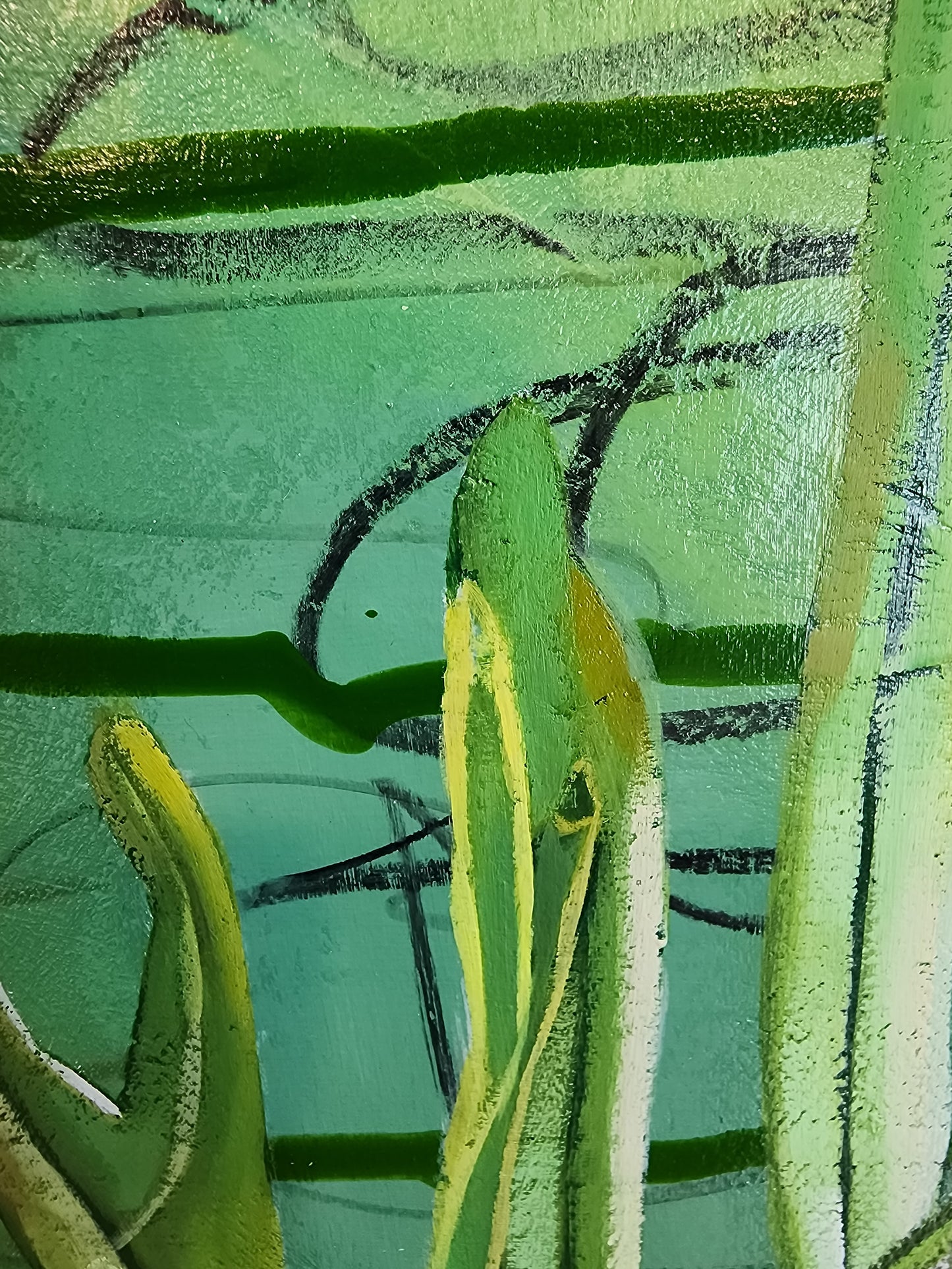 Close-up of leaves on green abstract background