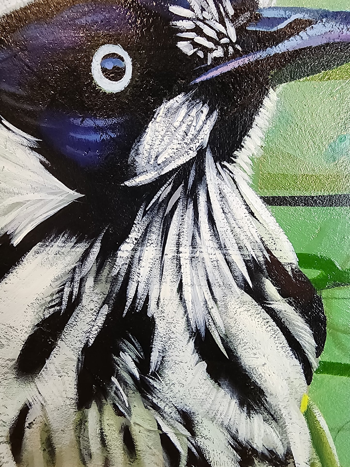 Close-up of a bird with detailed head and chest