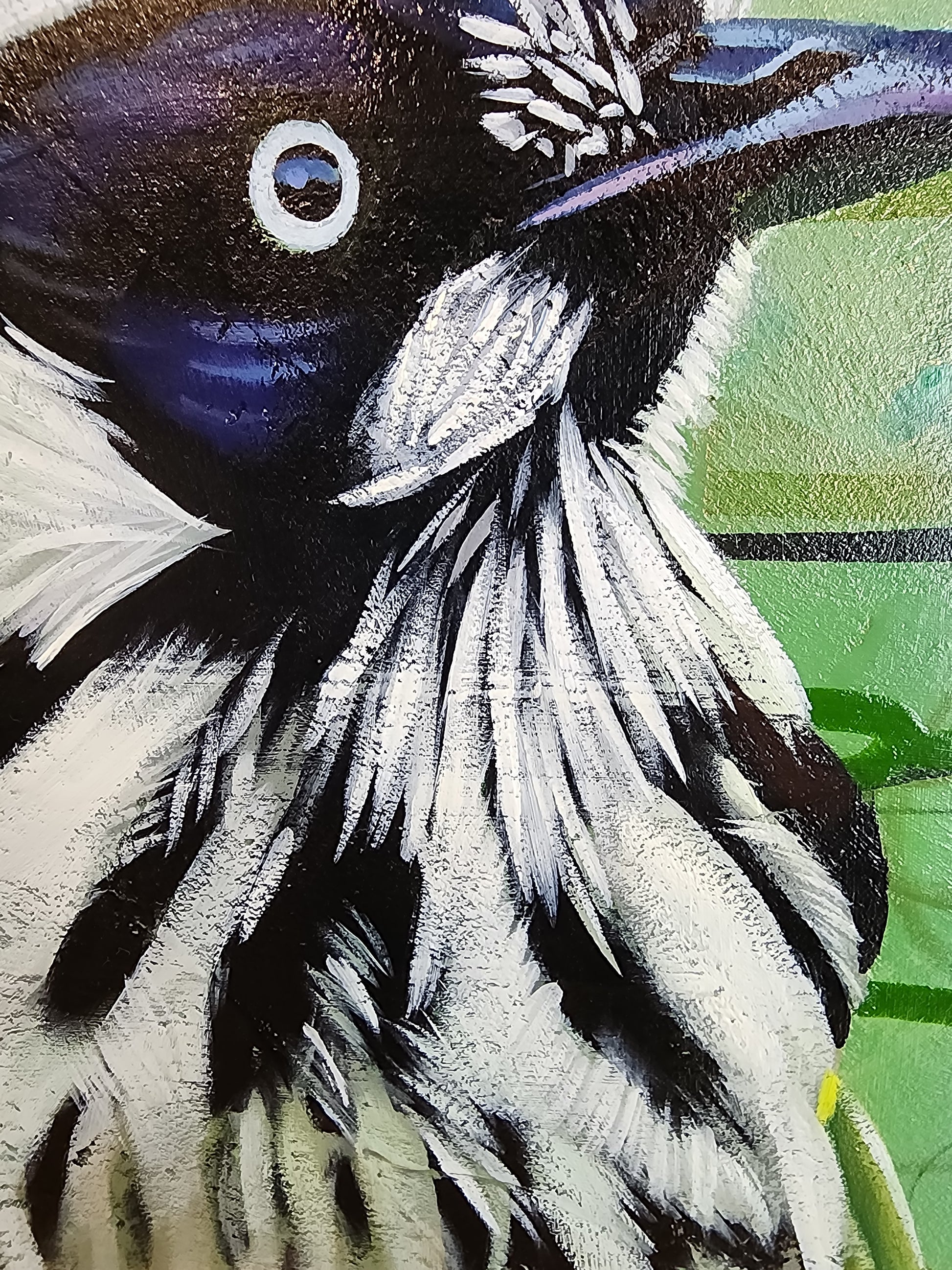 Close-up of a bird with detailed head and chest