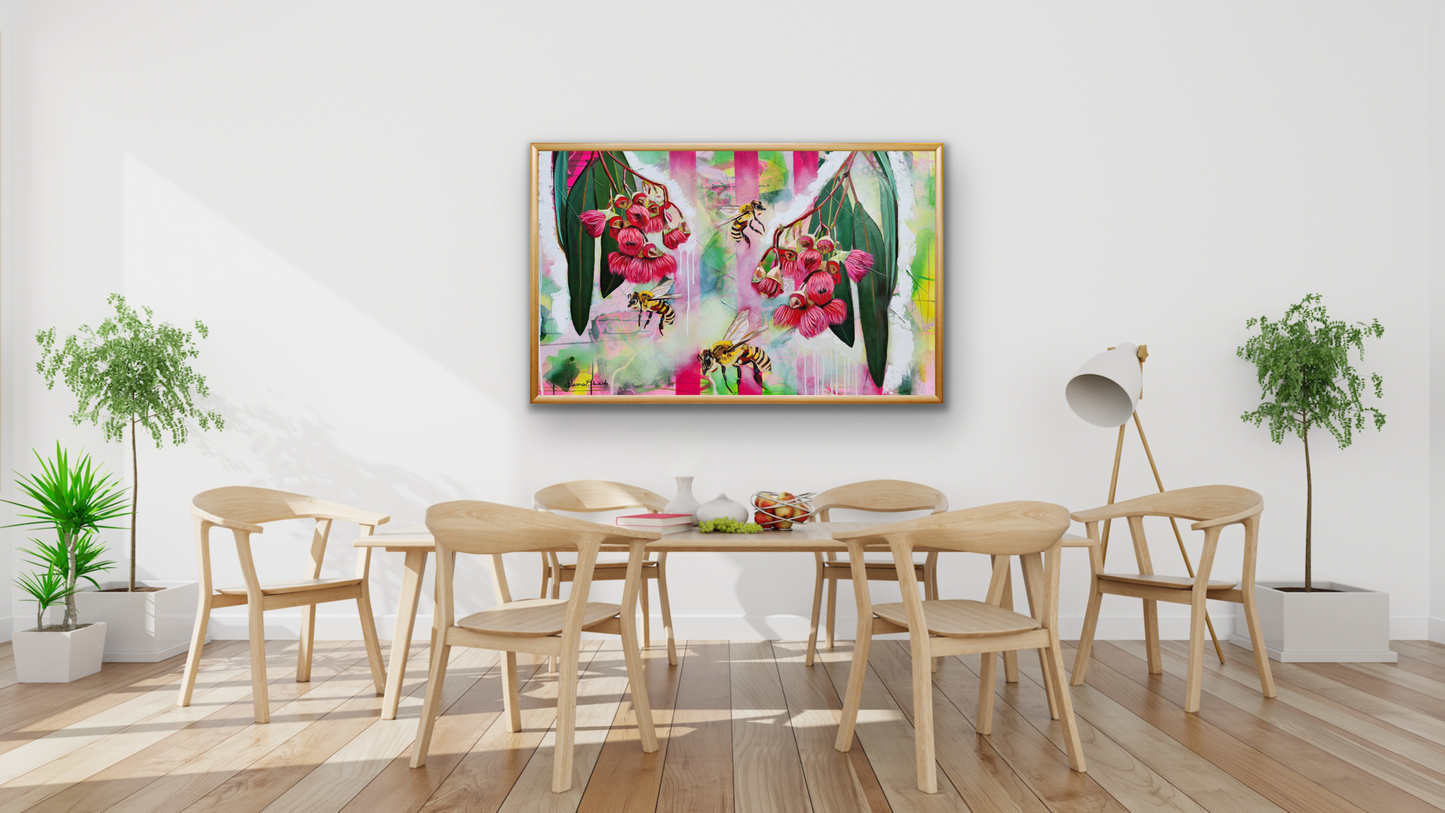 stled setting painting in mock up frame
