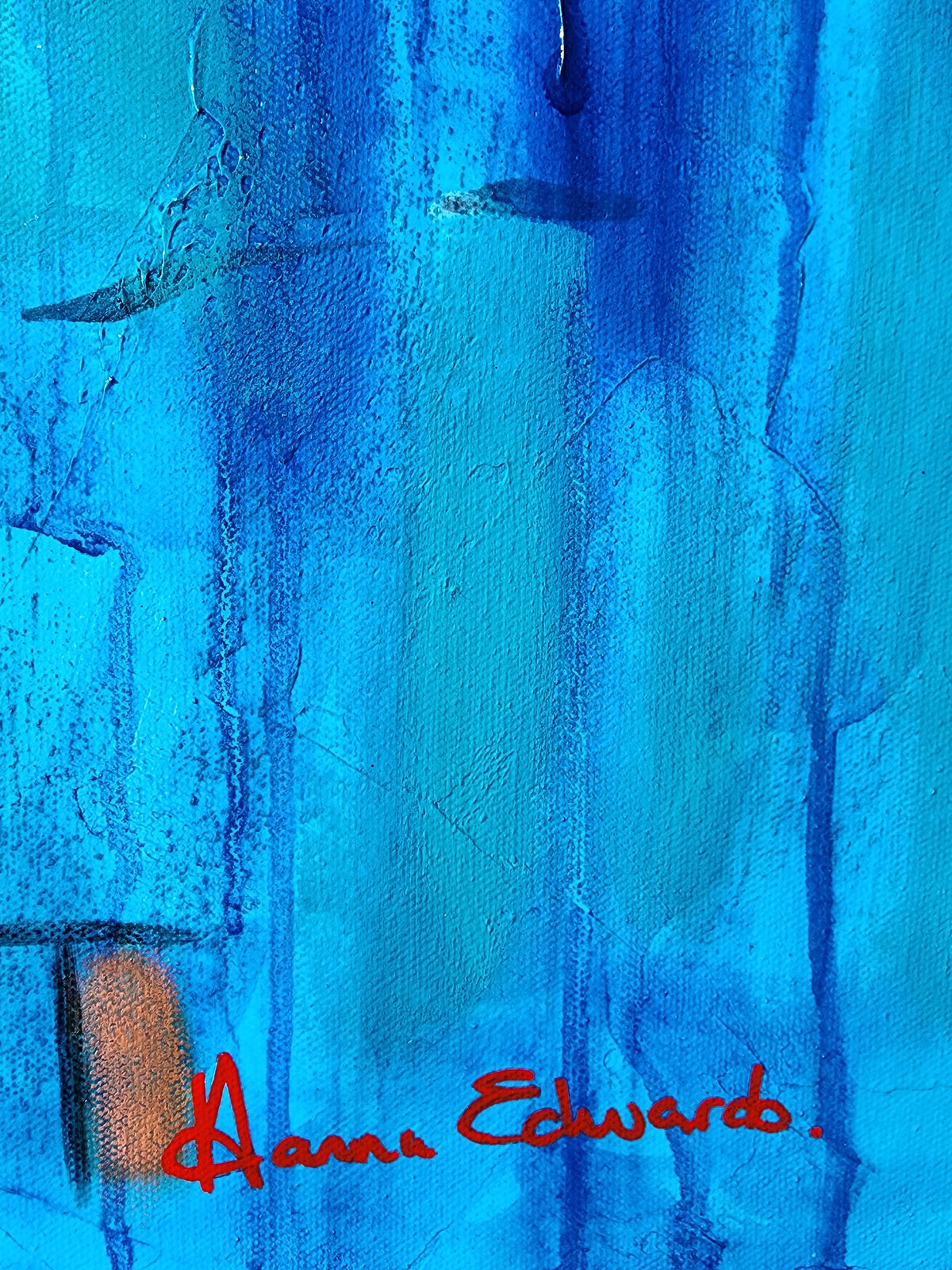 Hold Myself Up colourful figurative artwork of a woman by Australian artist Hanna Edwards close up with artist signature