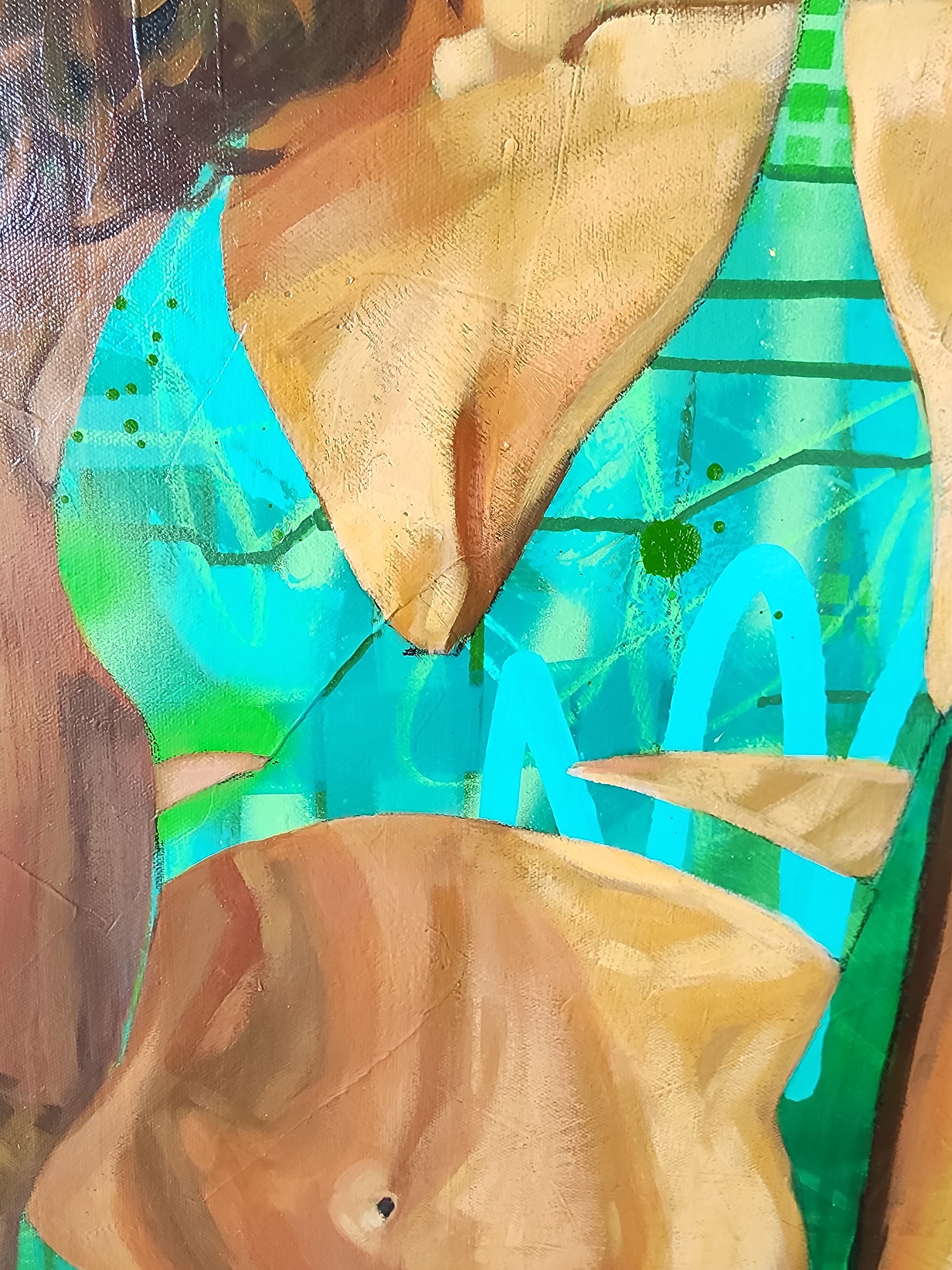 Close up details and texture of painting