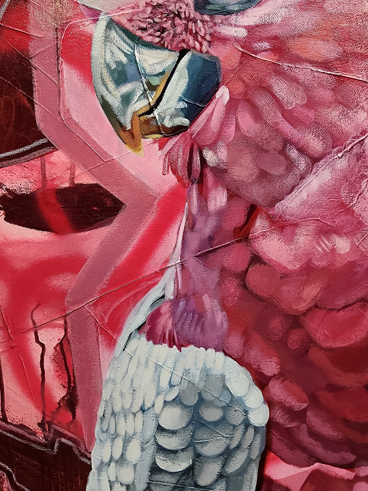 Pave Your Own Way colourful galah painting by Australian artist Hanna Edwards close up