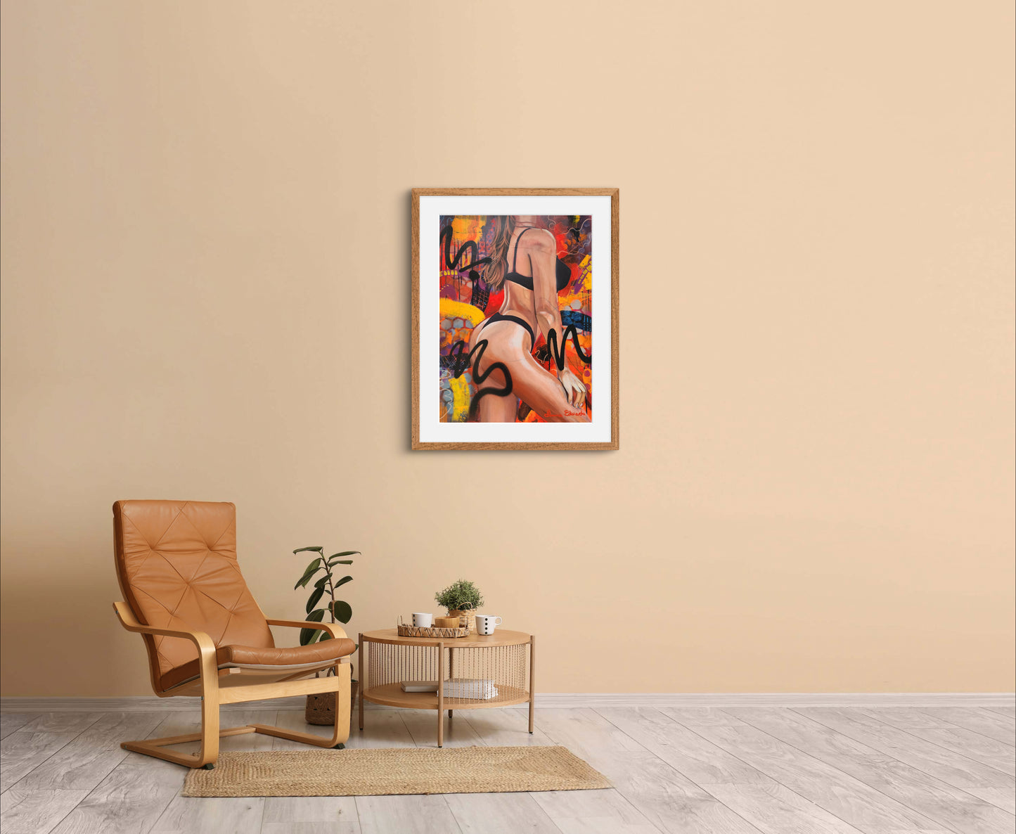 Styled scene painting in mock up frame