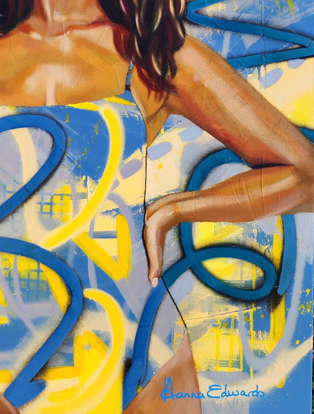 Radiance colourful figurative painting of a woman by Australian artist Hanna Edwards artist signature