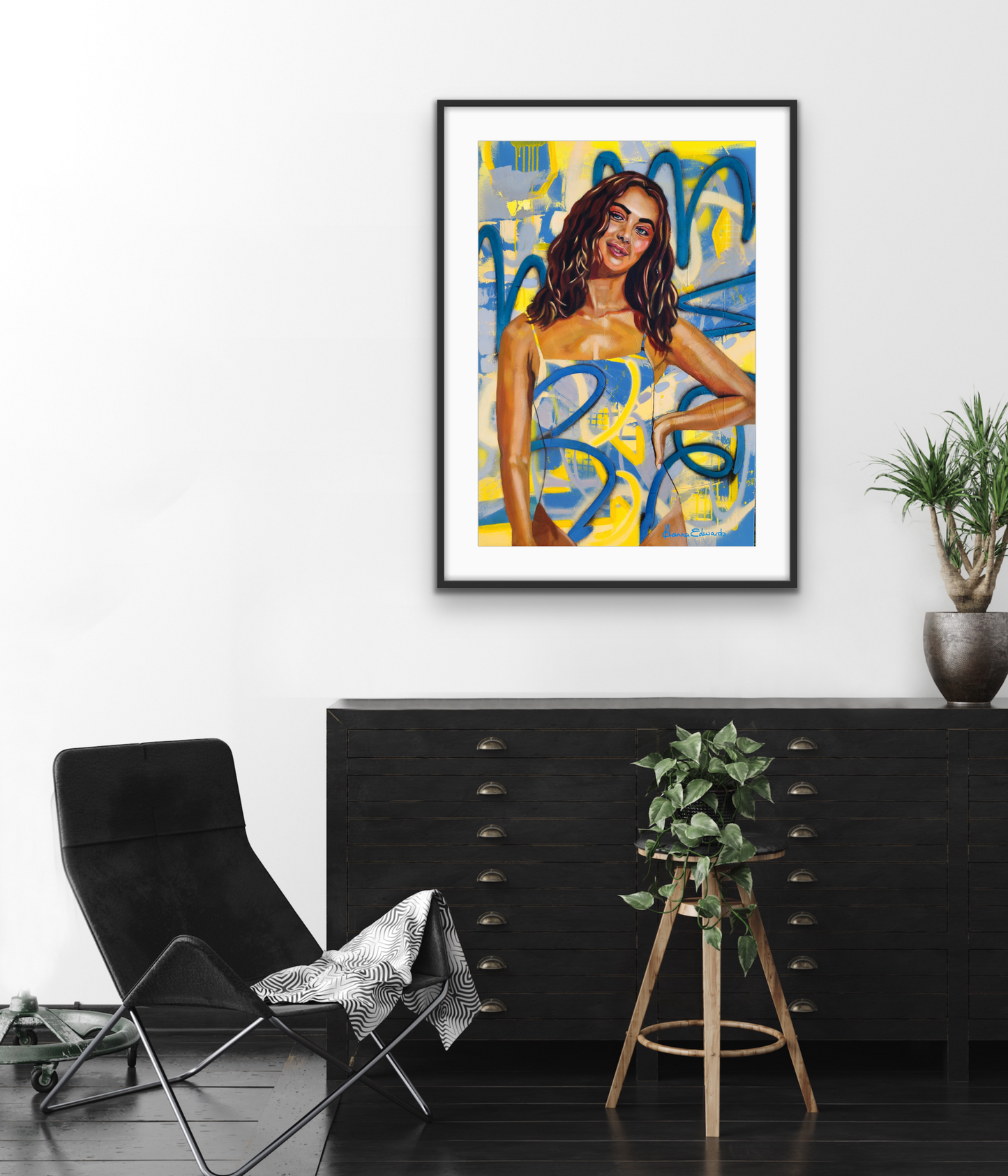 Styled scene picture in mock up frame