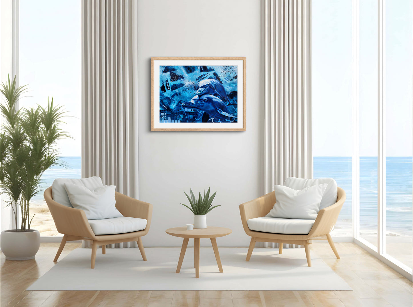 Styled setting painting in mock up frame