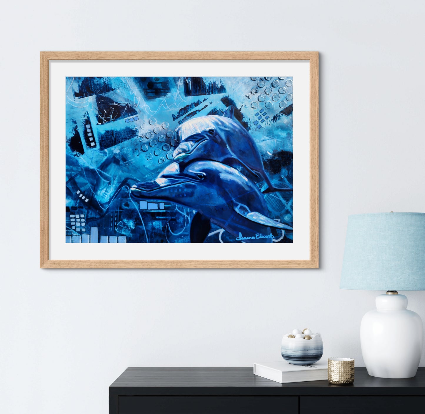 Styled setting painting in mock up frame