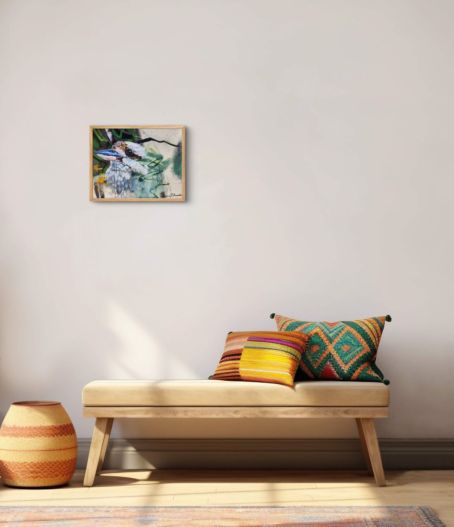 Staged painting in mock up frame