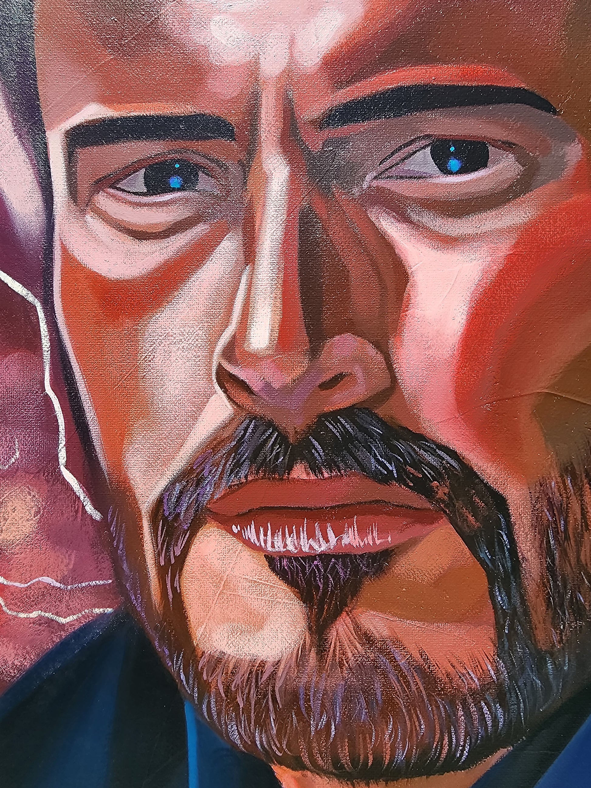 Close up of the painted portrait