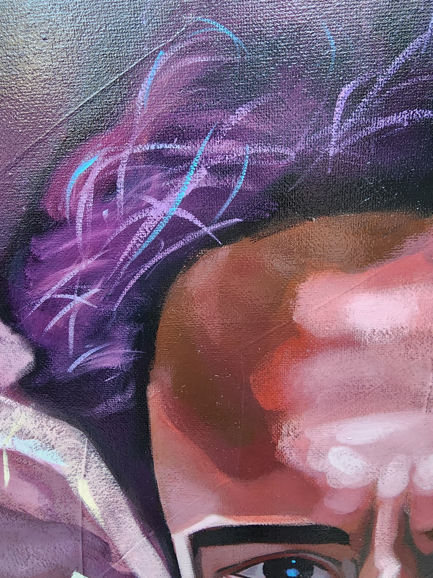 Close up of the mans hair and forehead