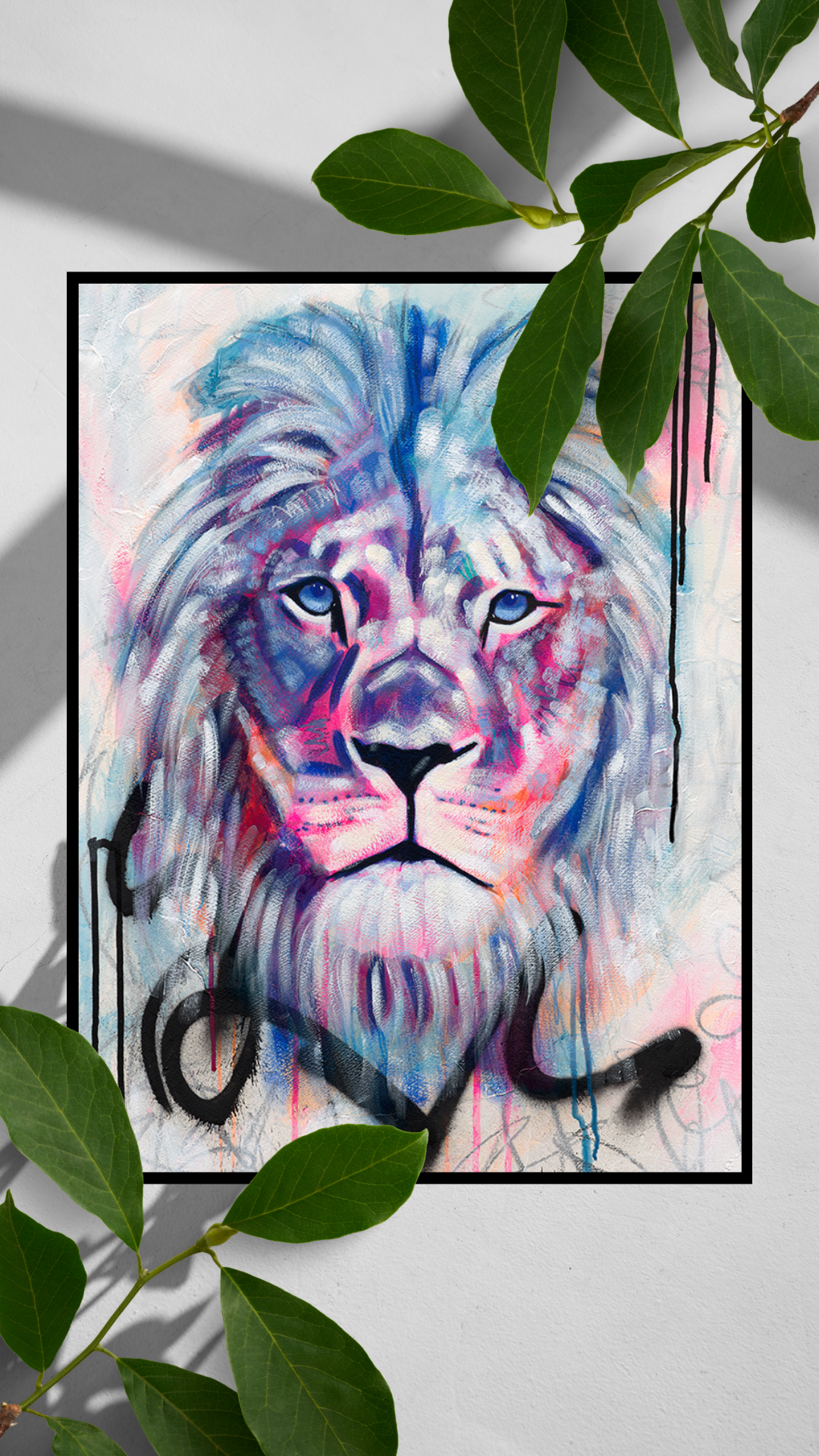 Abstract Lion Original Painting Staged